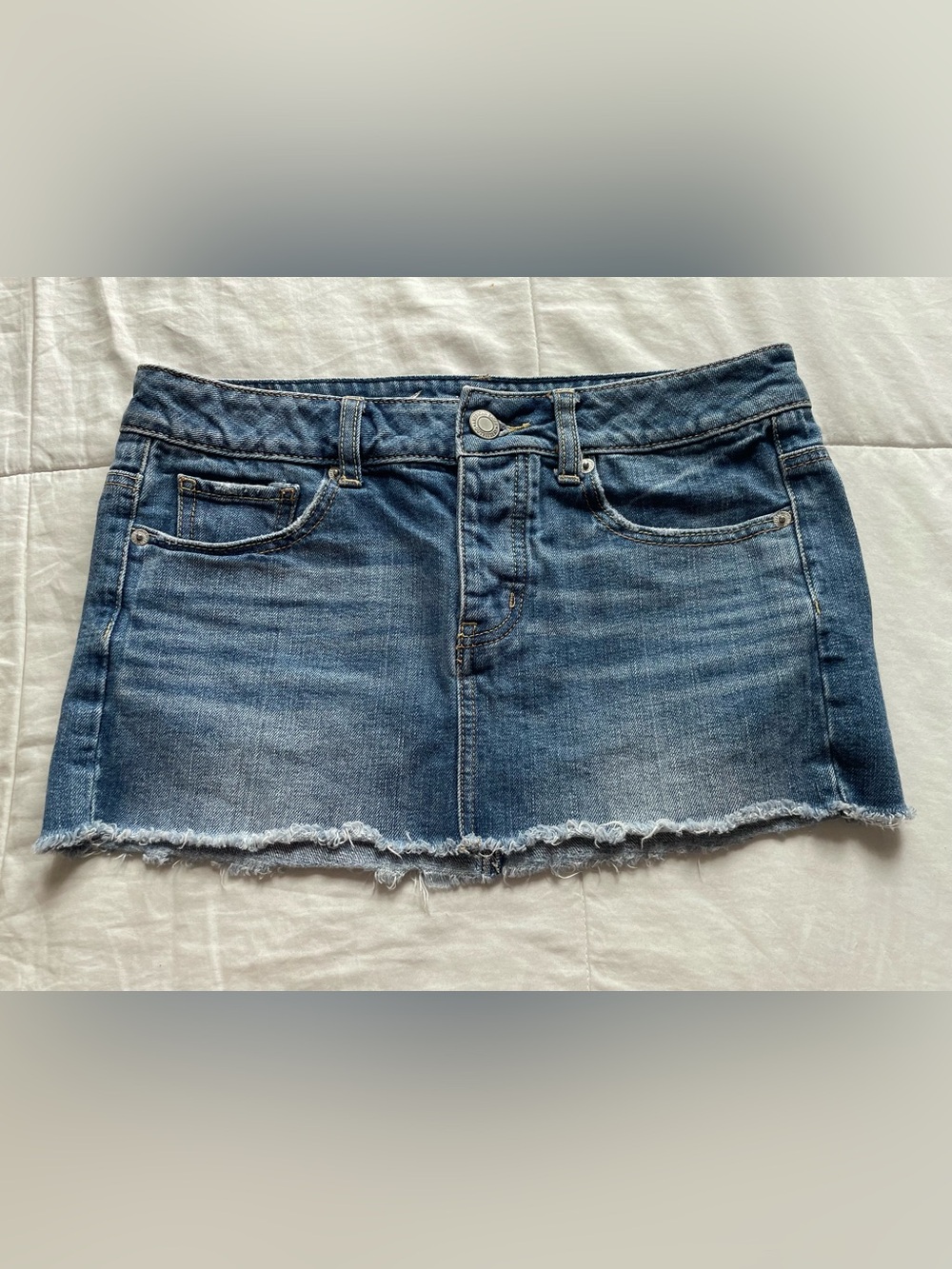 American Eagle Y2K Low Rise Micro Mini Blue Denim Skirt 2 Casual 2000s Preppy